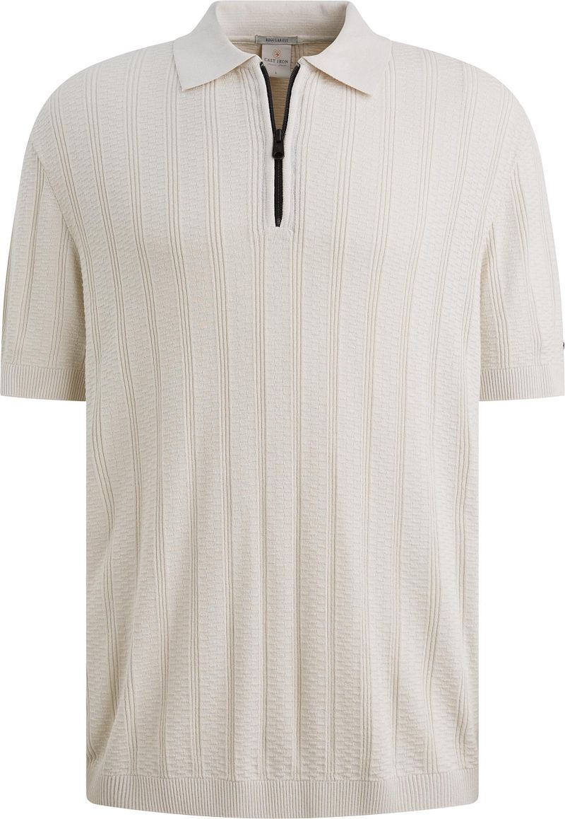 Cast Iron Half-Zip Polo Structure Ecru - Größe XXL günstig online kaufen