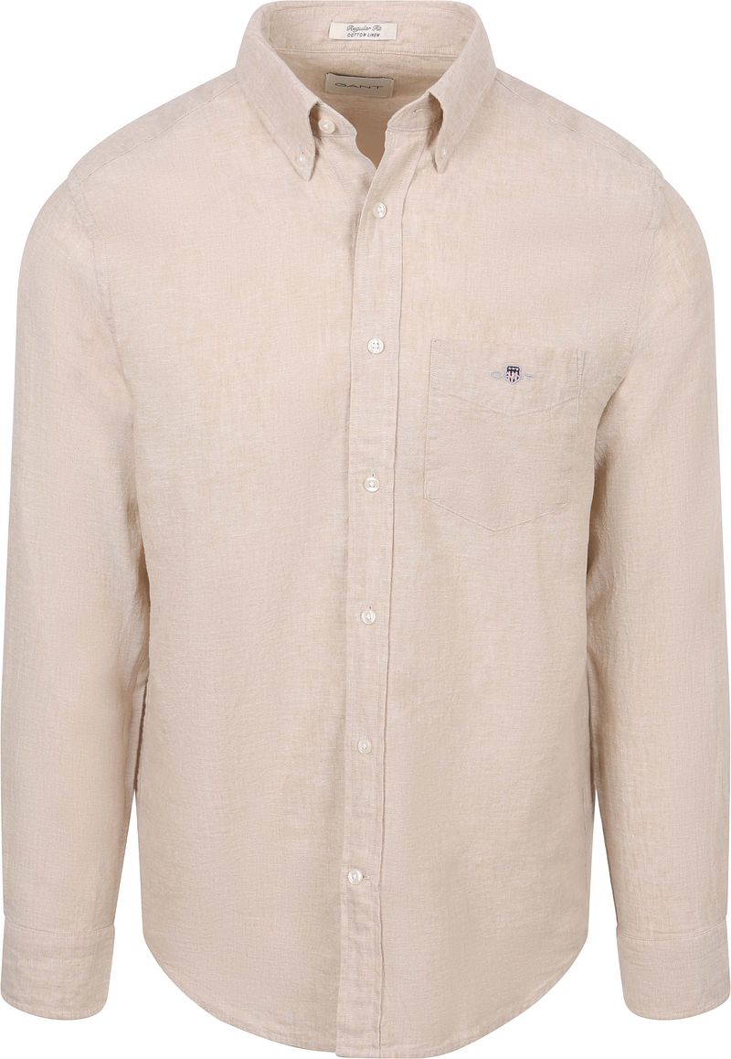 GANT Hemd Baumwolle Leinen Beige - Größe XL