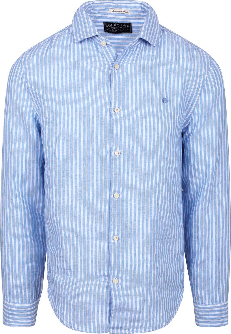 Superdry Overhemd Linnen Riviera Blue Stripe