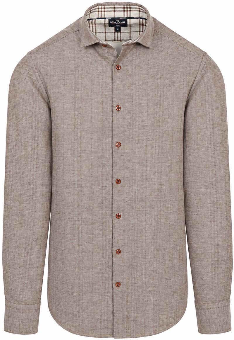 State of Art Overhemd Herringbone Bruin