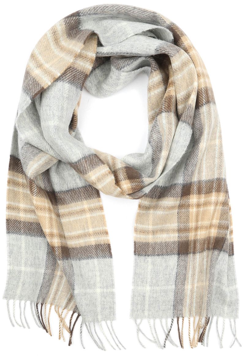 Geeigneter Herrenschal Kariert Merino Beige Grau - günstig online kaufen