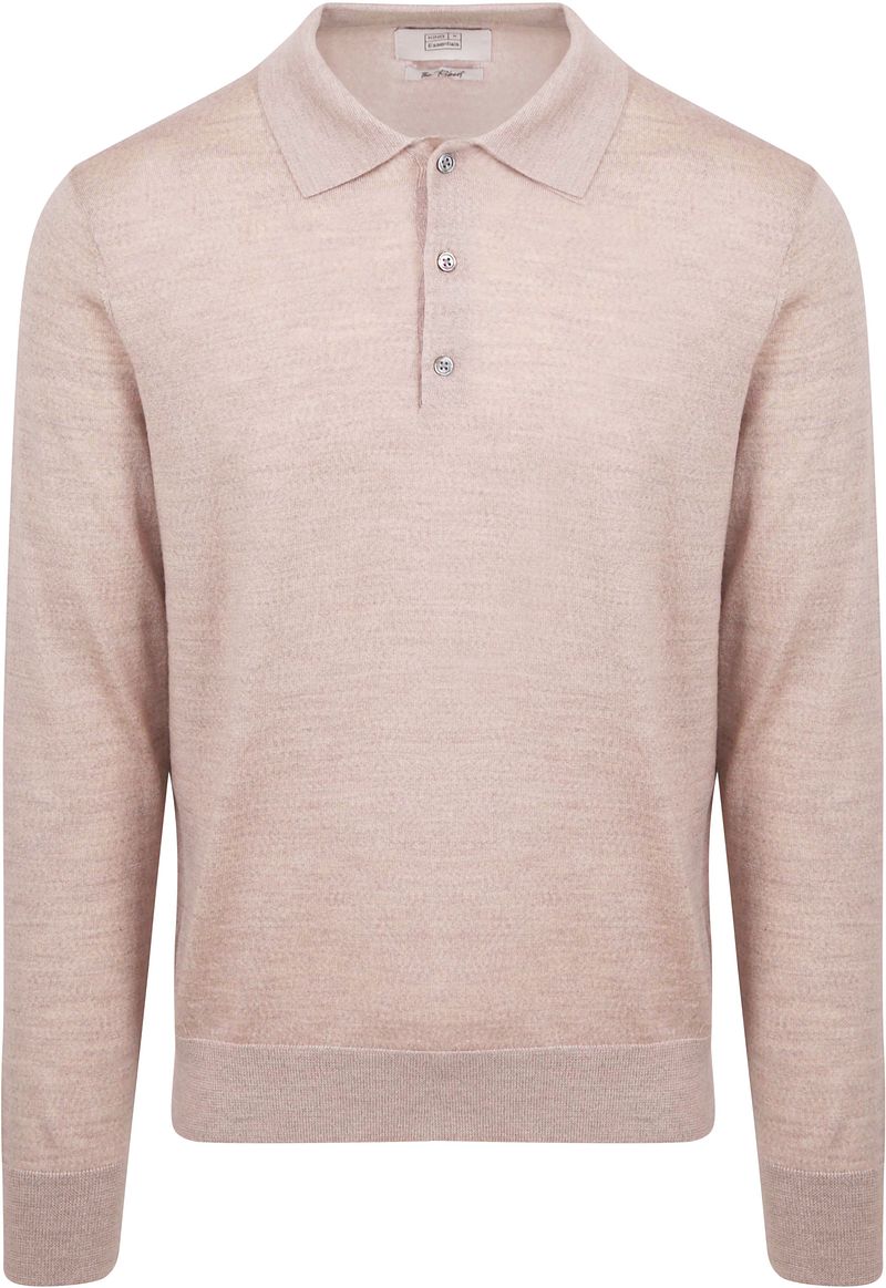 King Essentials The Robert Langarm-Poloshirt Merino Beige - Größe M