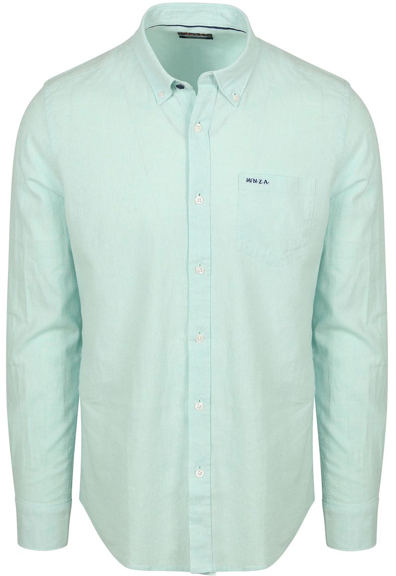 NZA Shirt Linen Blend Aqua - Größe L günstig online kaufen
