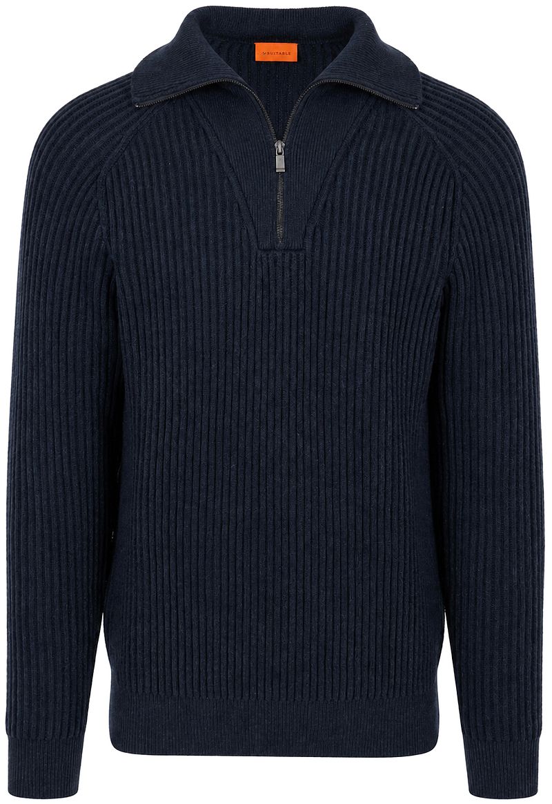 Suitable Half Zip Trui Sailor Wool Blend Navy