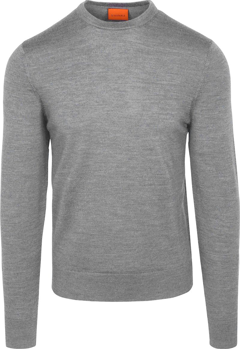 Suitable Merino Rundhals Pullover - Grau - Größe S günstig online kaufen