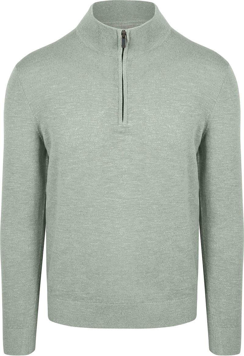 Suitable Slub Yarn Half Zip Trui Groen