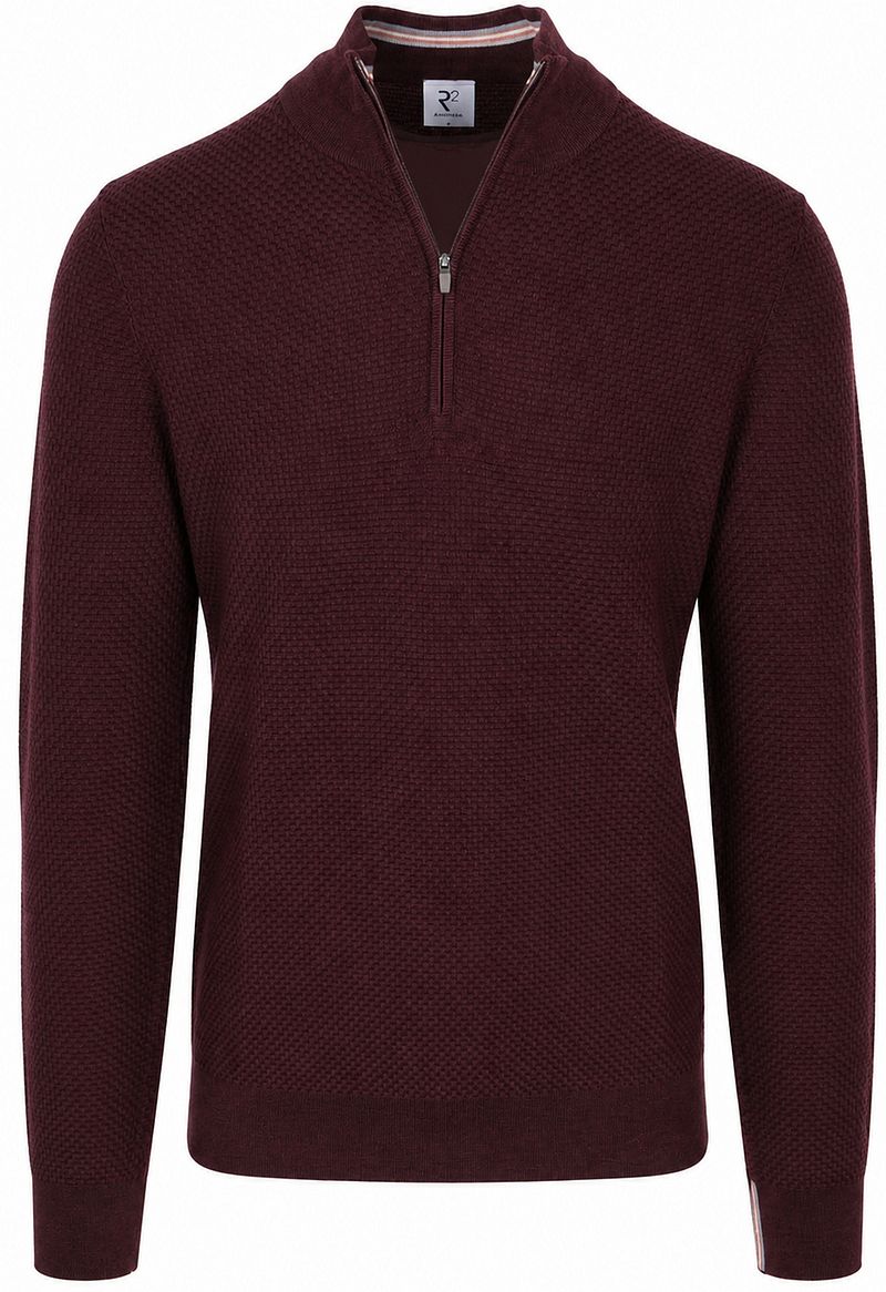 R2 Amsterdam R2 Pullover Halfzip Structured Bordeaux