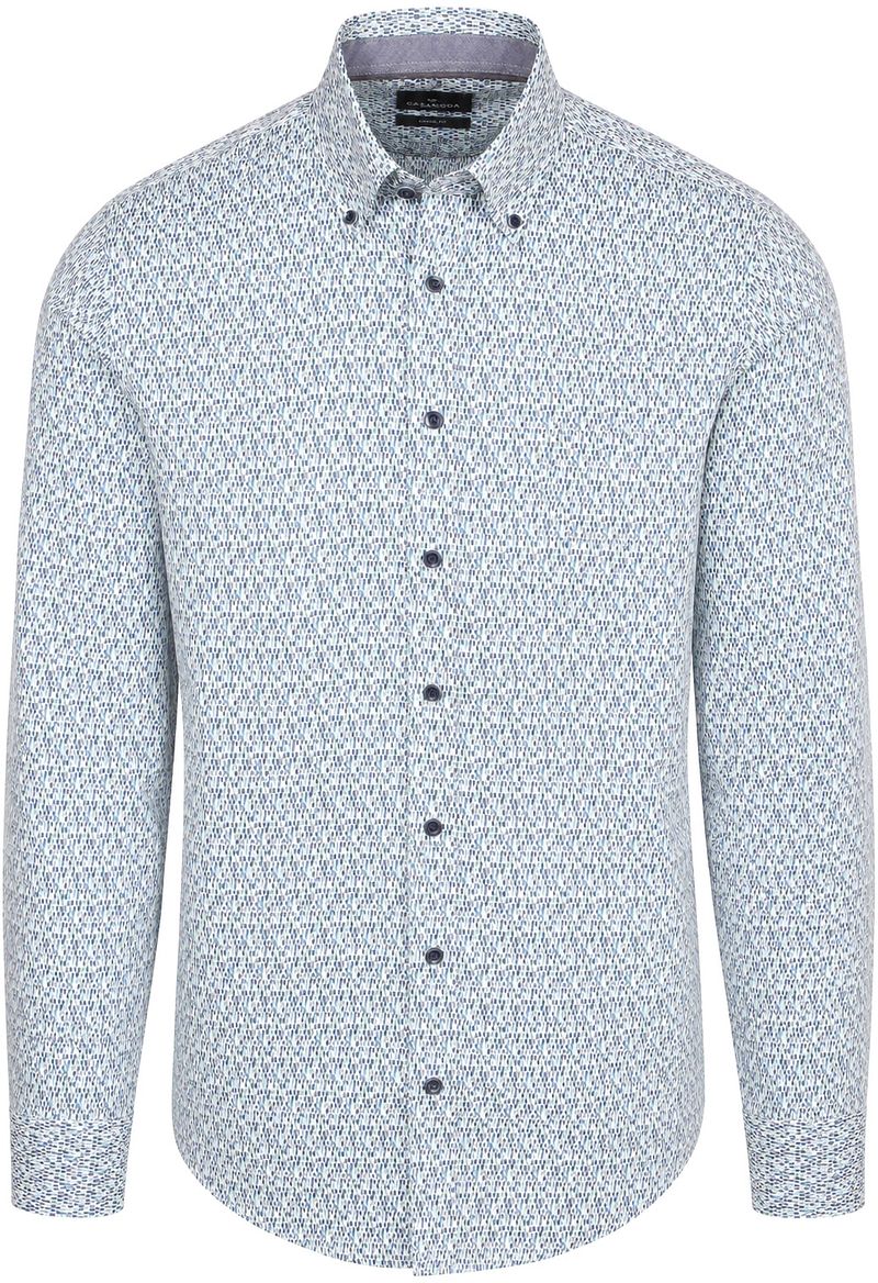 Casamoda Overhemd Print Blauw En Groen