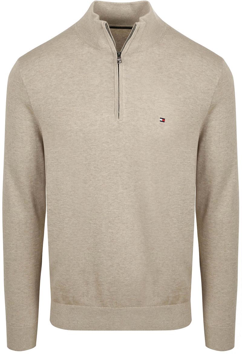 Tommy Hilfiger Half Zip Pullover Essential Greige - Größe L günstig online kaufen