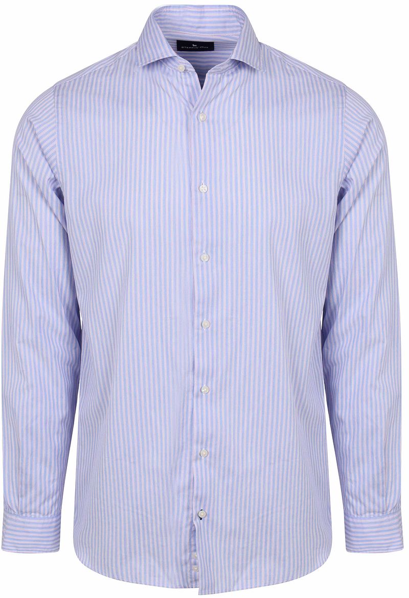 Steppin' Out Hemd Twill Streifen Hellblau Rot - Größe XXL günstig online kaufen