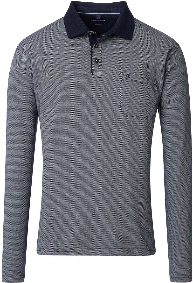 Casamoda Long Sleeve Polo Structure Blauw