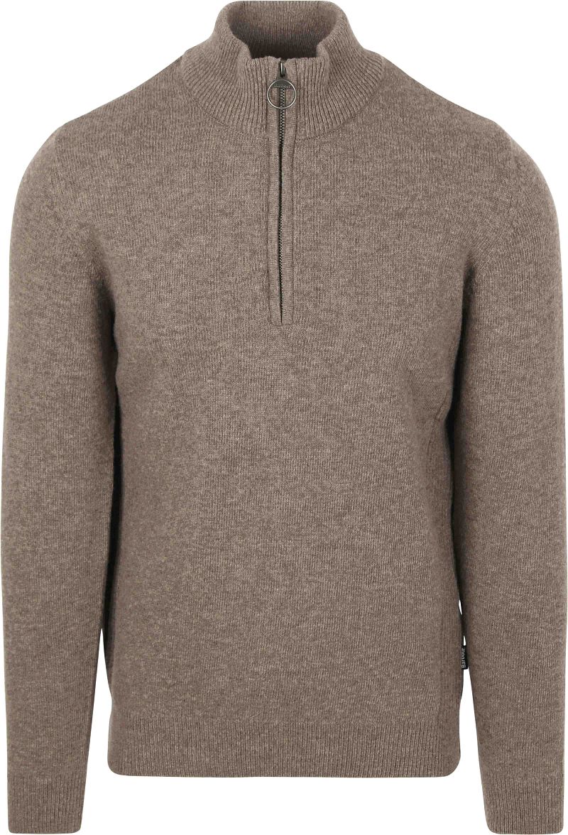 Barbour Half Zip Trui Wol Taupe