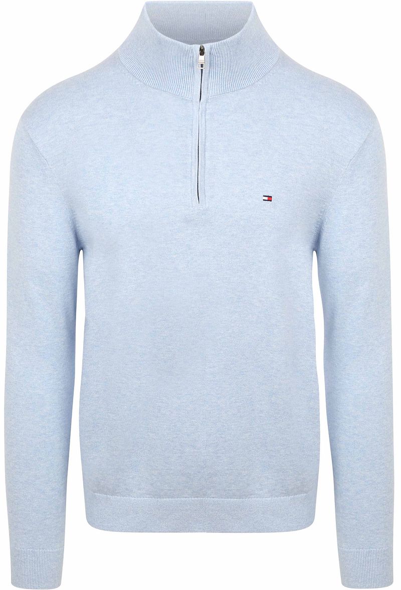 Tommy Hilfiger Half Zip Pullover Essential Hellblau - Größe S günstig online kaufen