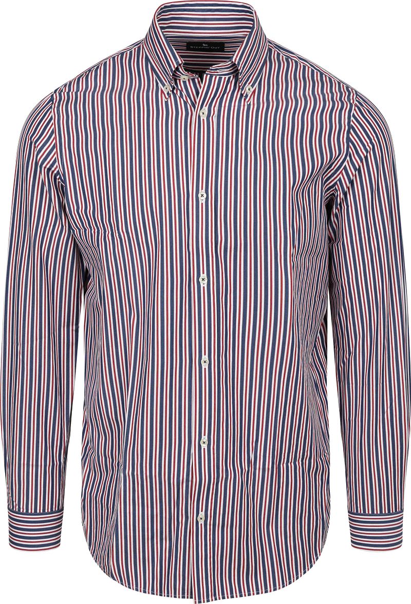 Steppin' Out Overhemd Streep Navy Rood