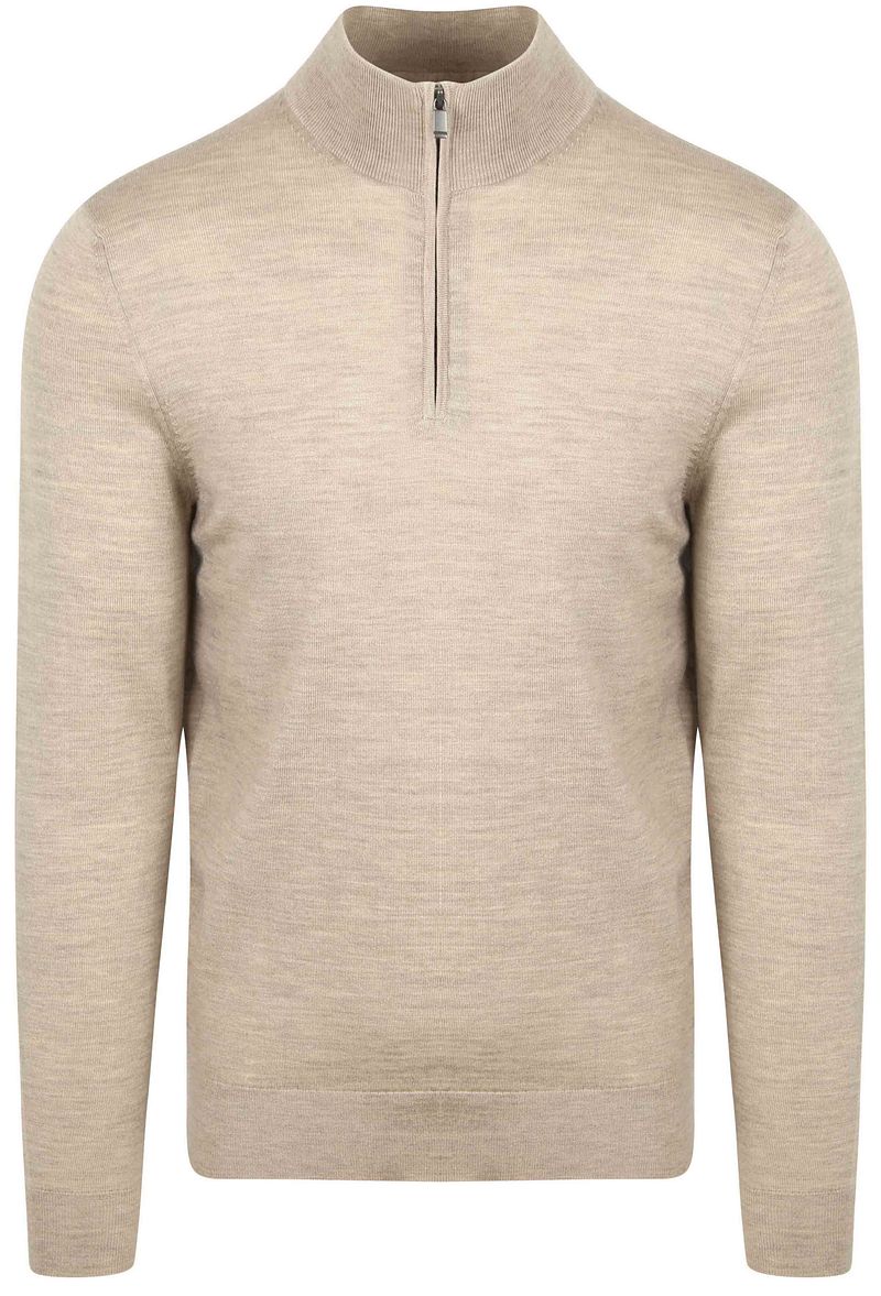 Suitable Merino Half Zip Pullover Sand Slim-Fit - Größe S
