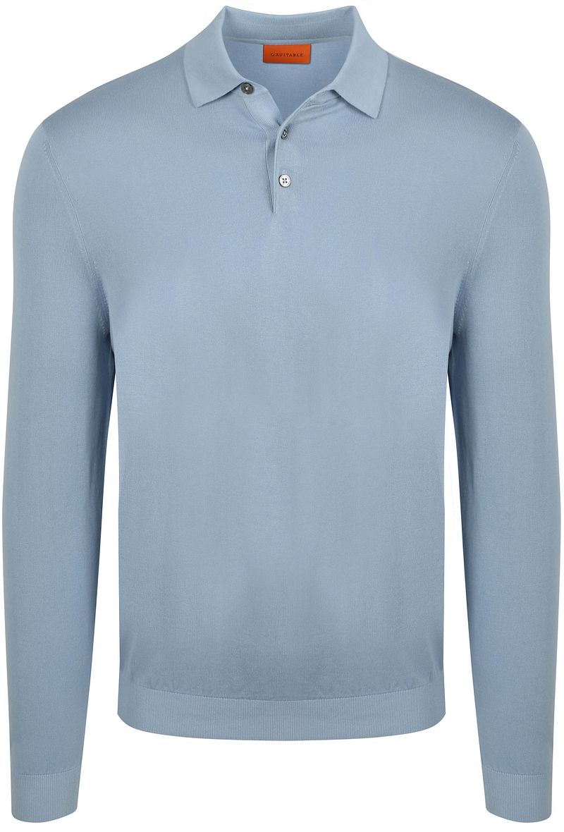 Suitable Compact Cotton Poloshirt Staal Blauw