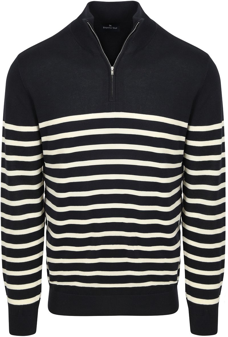 Steppin' Out Half-Zip Trui Breton Stripe Navy