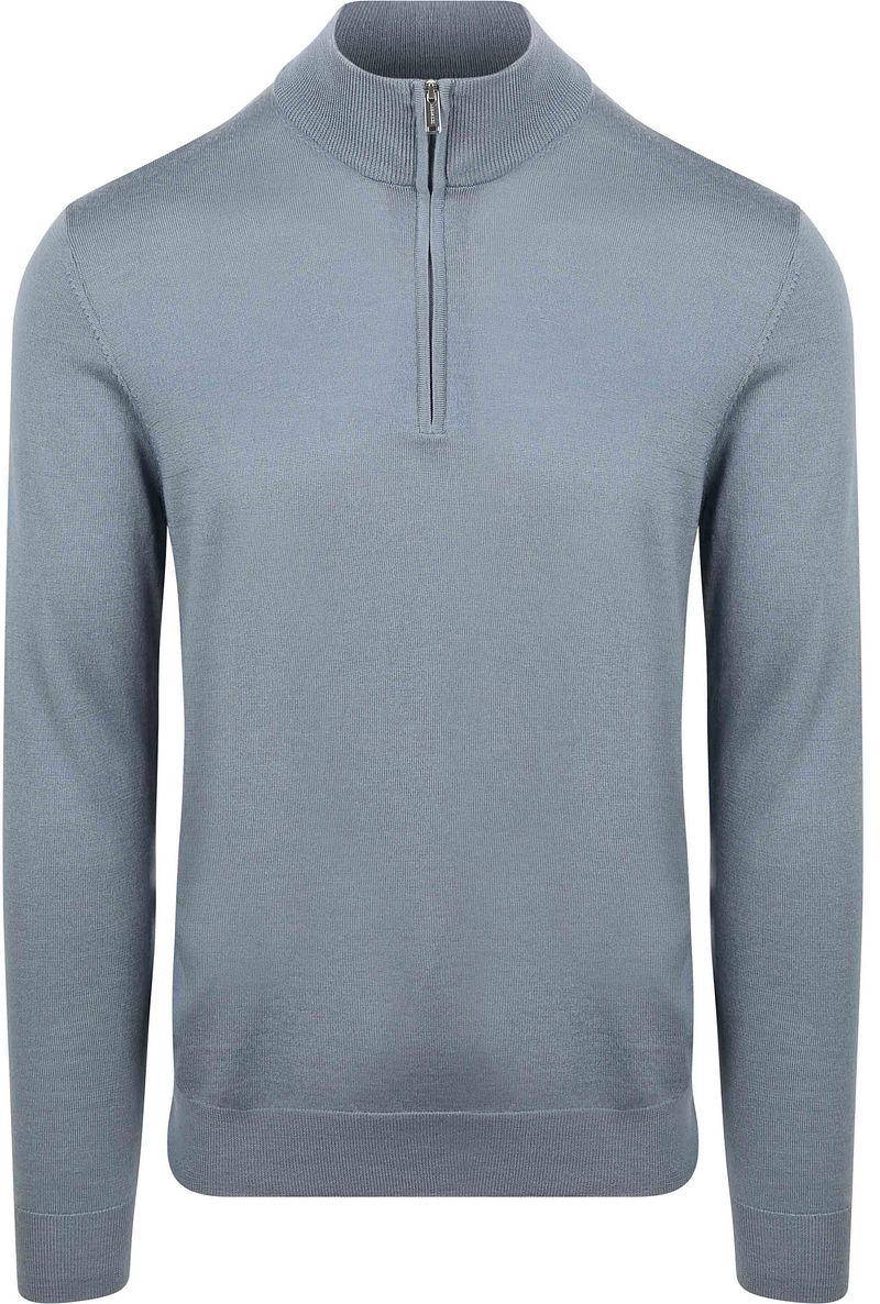 Profuomo Half Zip Pullover Merinowolle Blau - Größe S günstig online kaufen