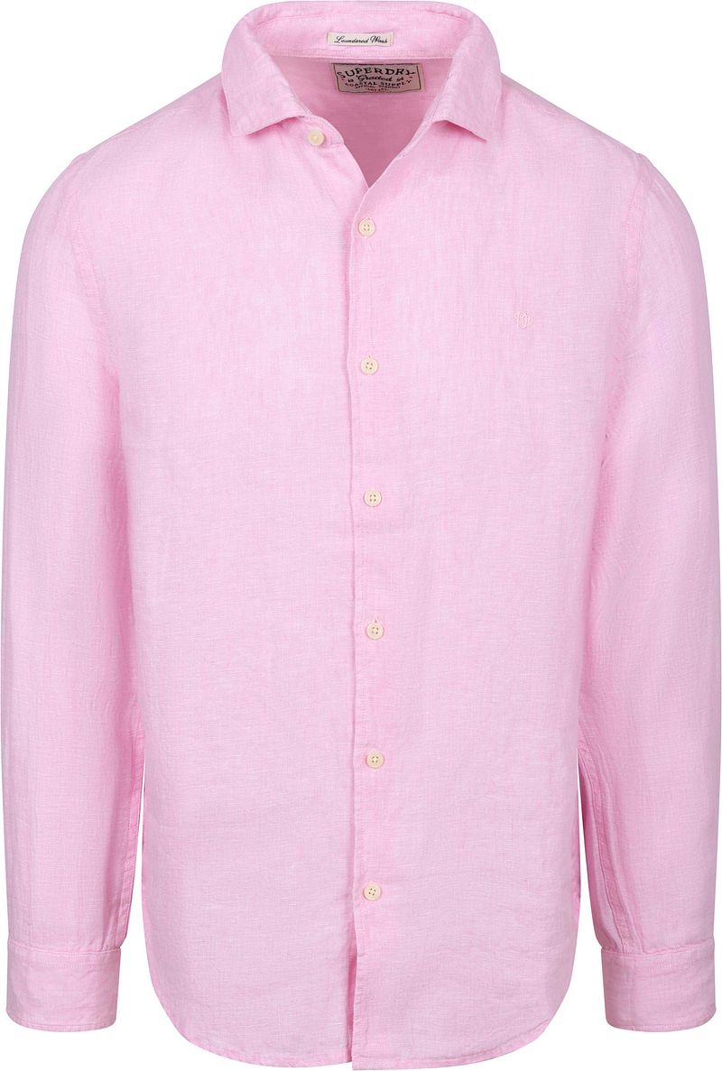 Superdry Overhemd Riviera Linen Classic Roze