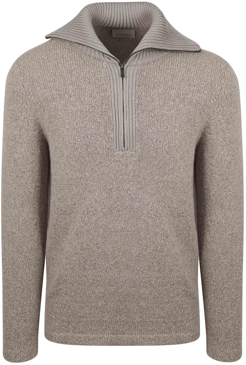 Suitable Deep Zip Pullover Boiled Wool Taupe - Größe S günstig online kaufen