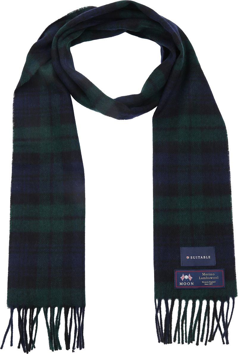 Suitable Herrenschal Kariert Merino Marine Grün -