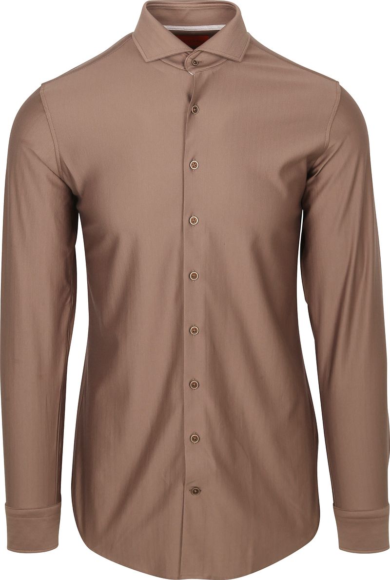 Suitable Herringbone Hemd Taupe - Größe 38 günstig online kaufen