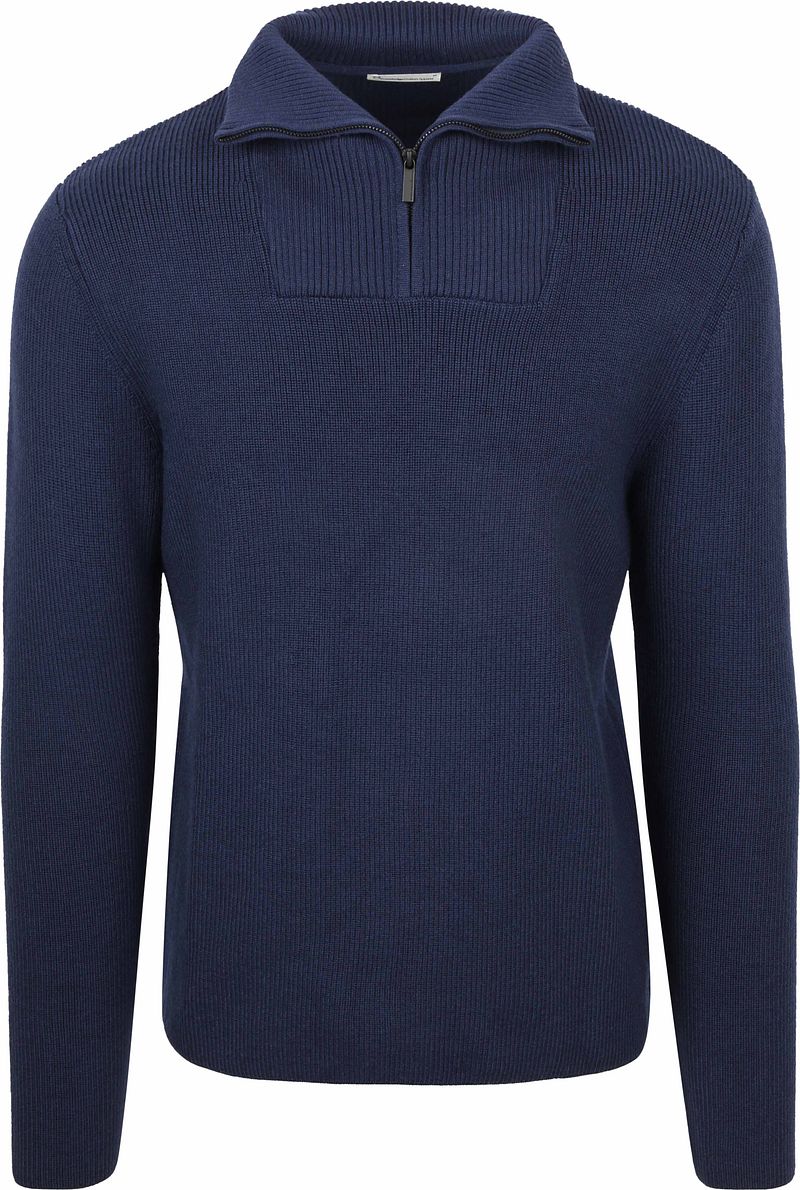 Knowledge Cotton Apparel Wollpullover Half Zip Marine - Größe XL