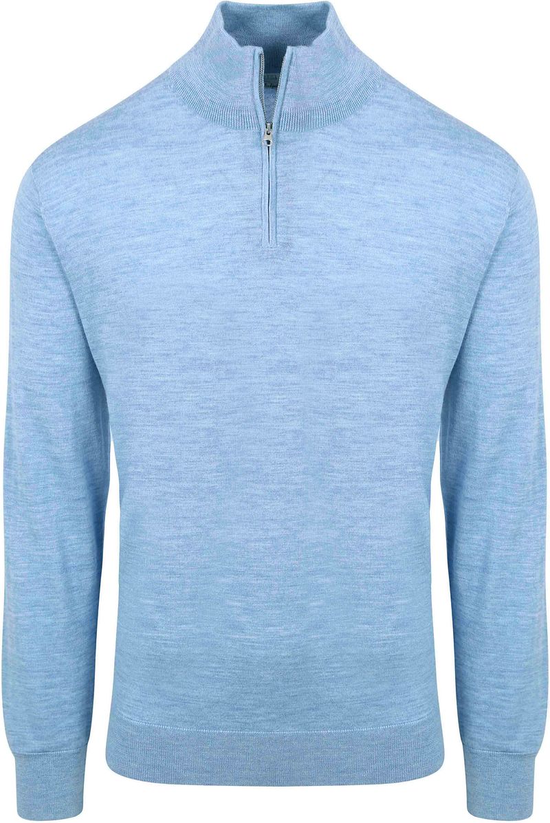 KING Essentials The Michael Half Zip Pull Merino Lichtblauw