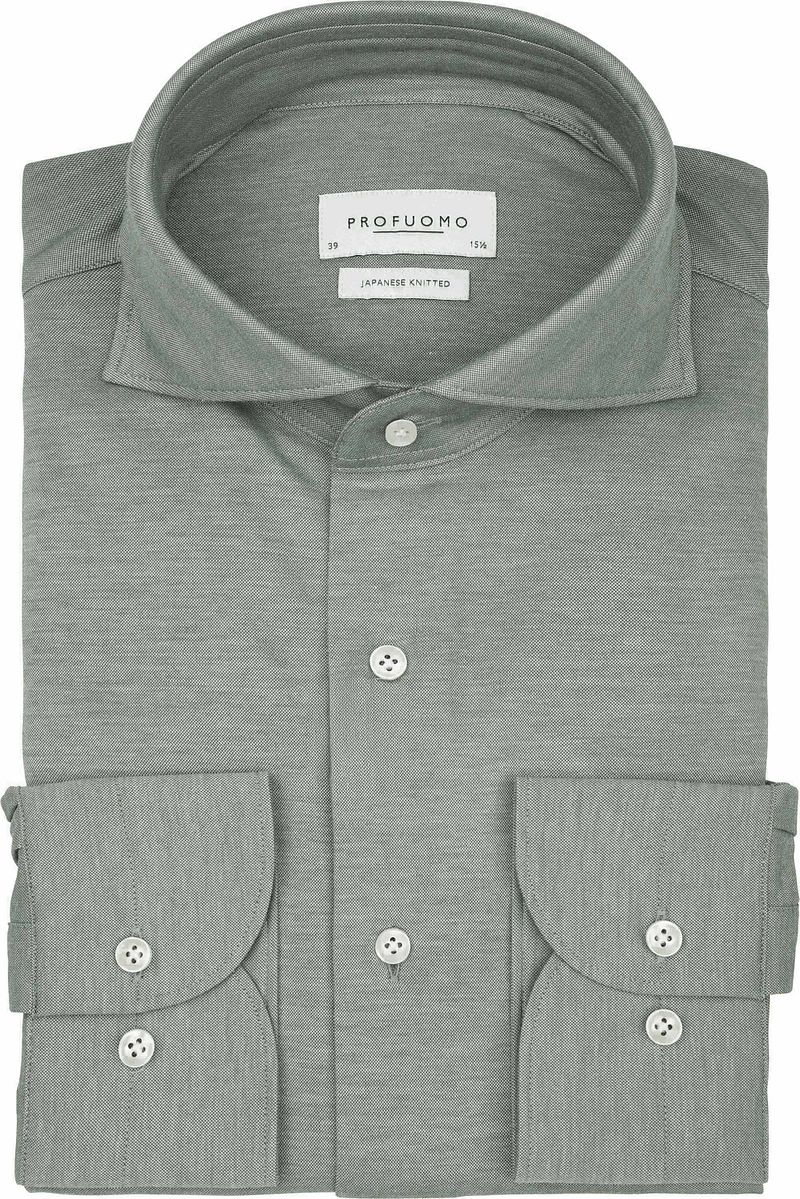 Profuomo Japanese Knitted Hemd Melange Grün - Größe 44 (XXL)