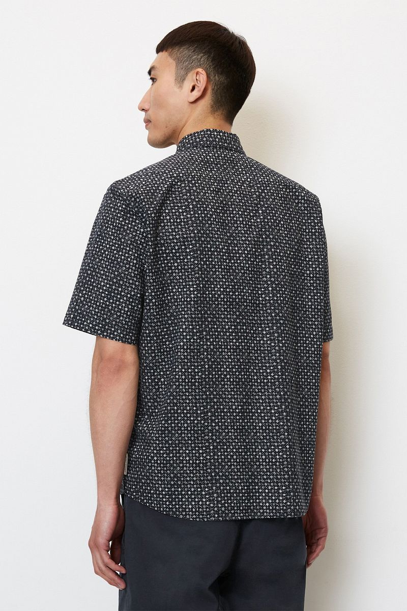 Marc O'Polo Hemd Short Sleeves Druck Navy - Größe M günstig online kaufen