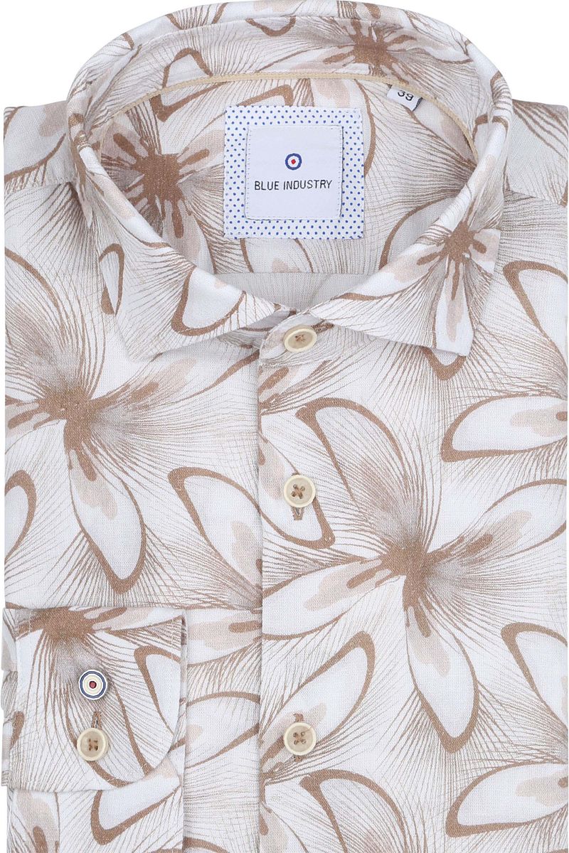 Blue Industry Bedrucktes Leinenhemd Beige - Größe 44 (XXL)