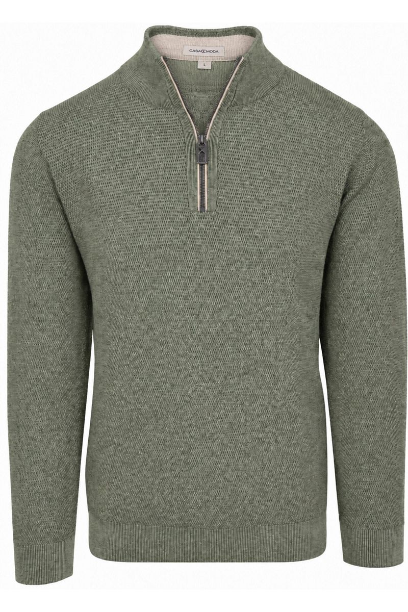 Casamoda Halfzip Trui Structure Melange Groen