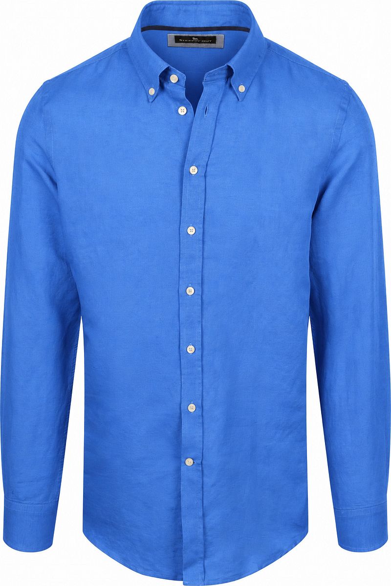 Steppin' Out Overhemd Linen Cotton Cobalt