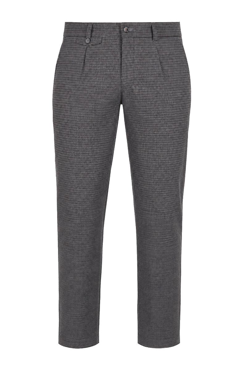 Suitable Chino Pico Pleat Pepita Navy Bruin