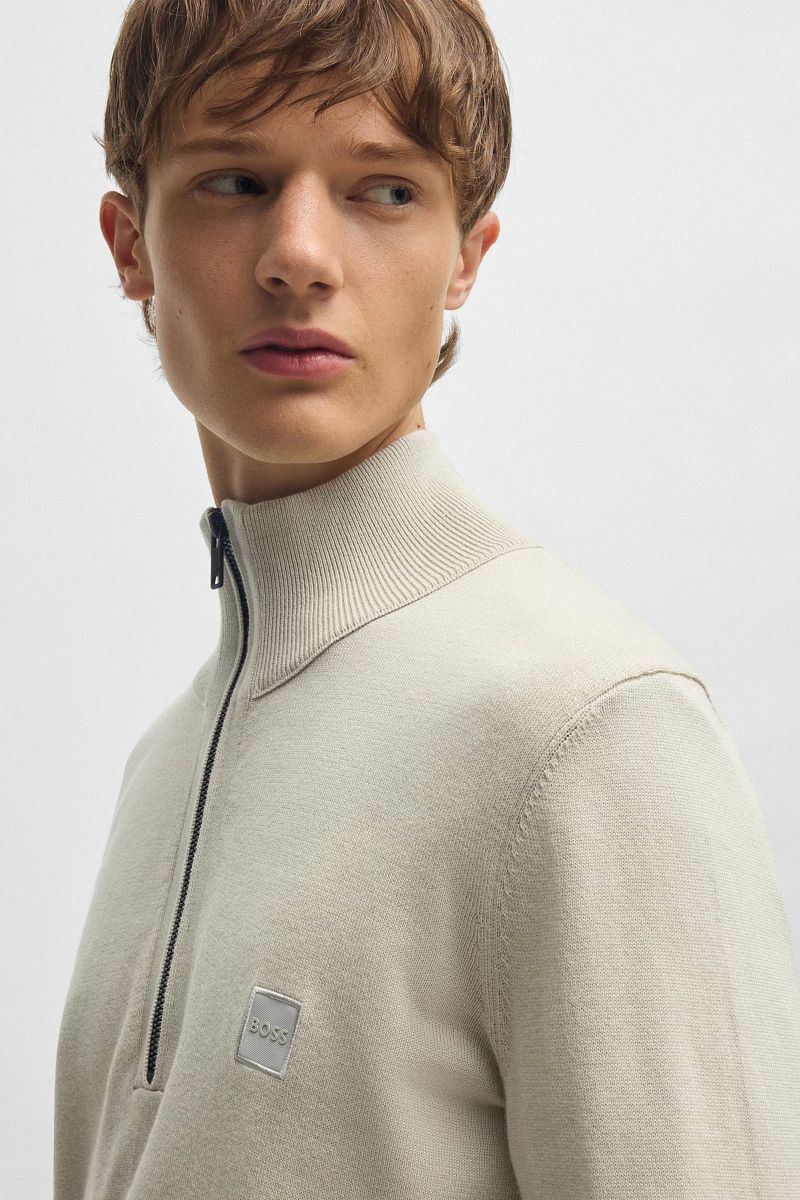BOSS Kanobix Half Zip Pullover Ecru - Größe 3XL günstig online kaufen