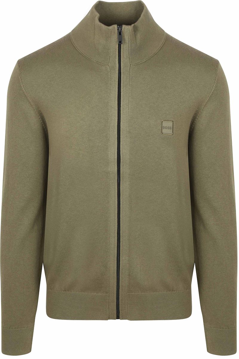 BOSS Kanozip Strickjacke Olivgrün - Größe XL günstig online kaufen