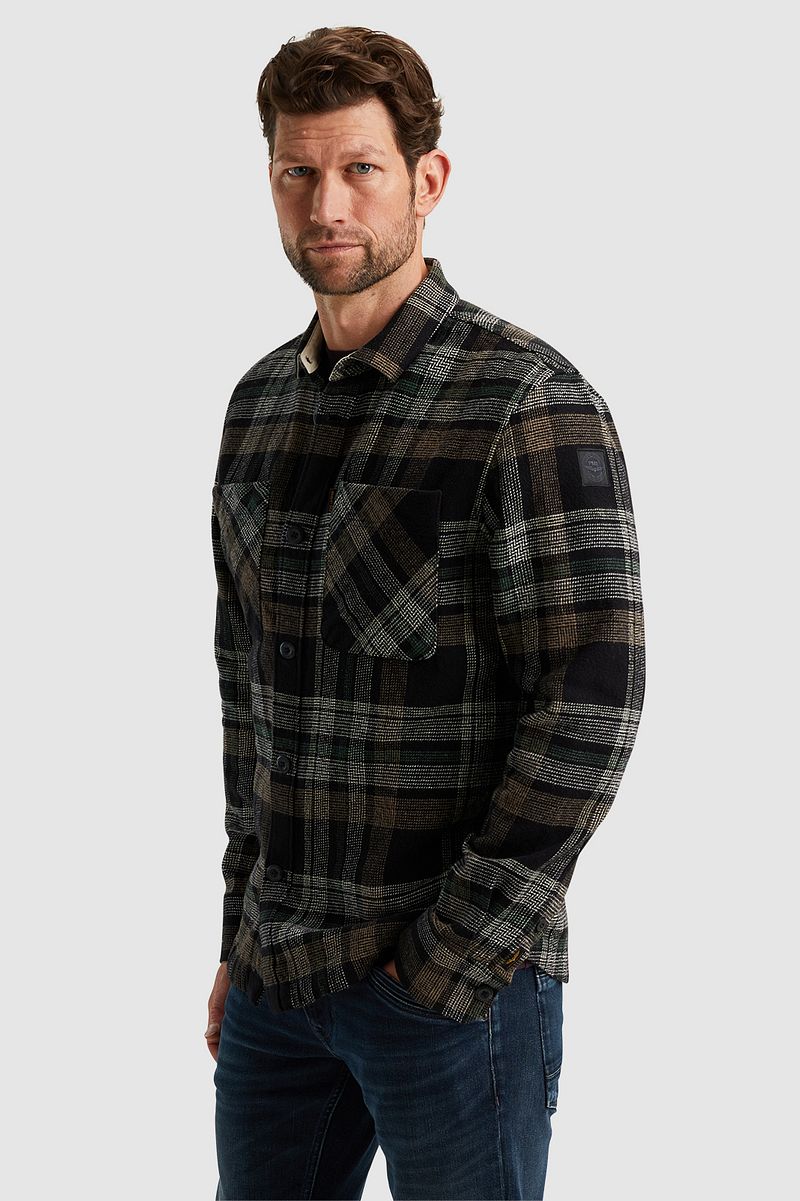 PME Legend Overshirt Kariert Schwarz Grau - Größe XL günstig online kaufen