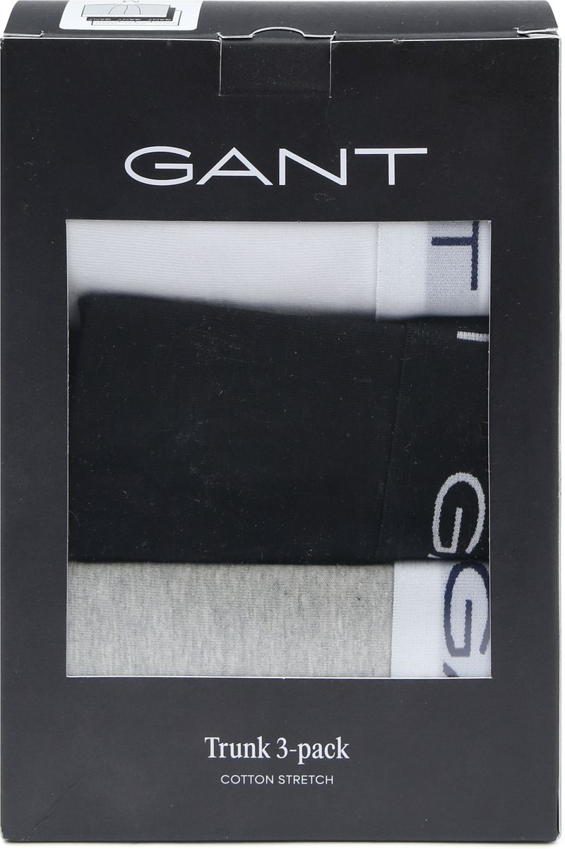 Gant Boxershorts trunk 3er-Pack Schwarz Grau Weiß - Größe S günstig online kaufen