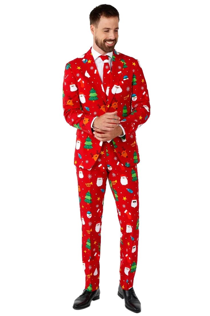 OppoSuits Festlichkeit Rot Kostüm - Größe 48