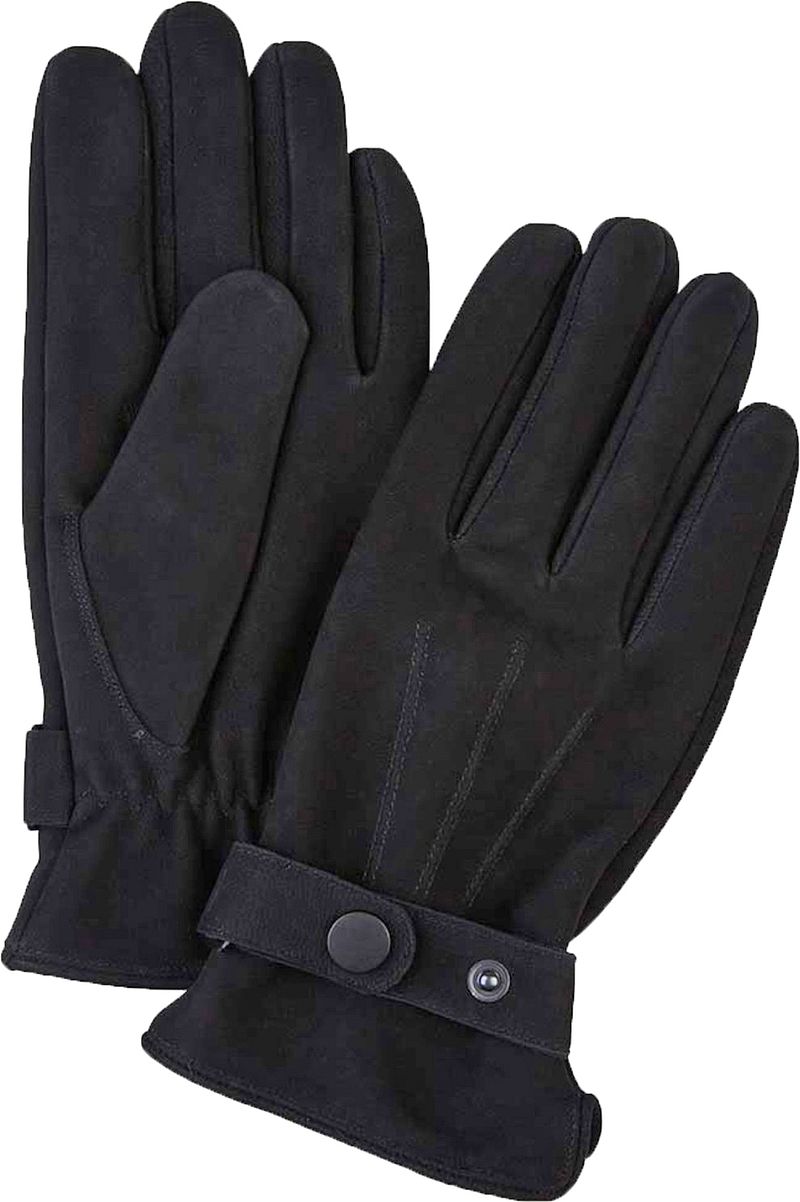Profuomo Handschuhe Wolle und Leder Schwarz - Größe 9