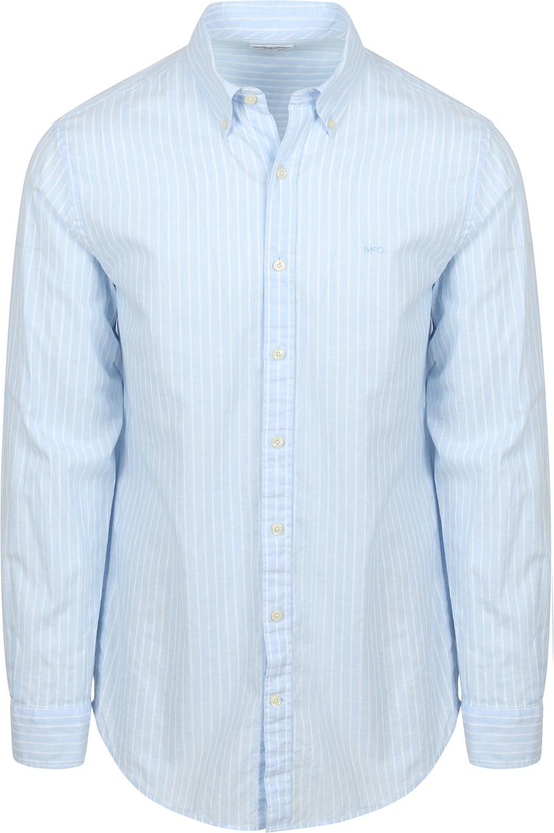 McGregor Overhemd Cotton Linen Strepen Lichtblauw
