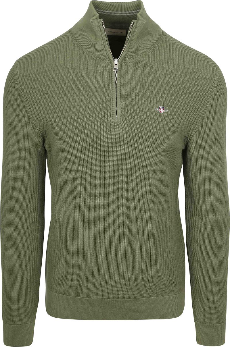 Gant Half Zip Pullover Micro Textured Grün - Größe 3XL günstig online kaufen