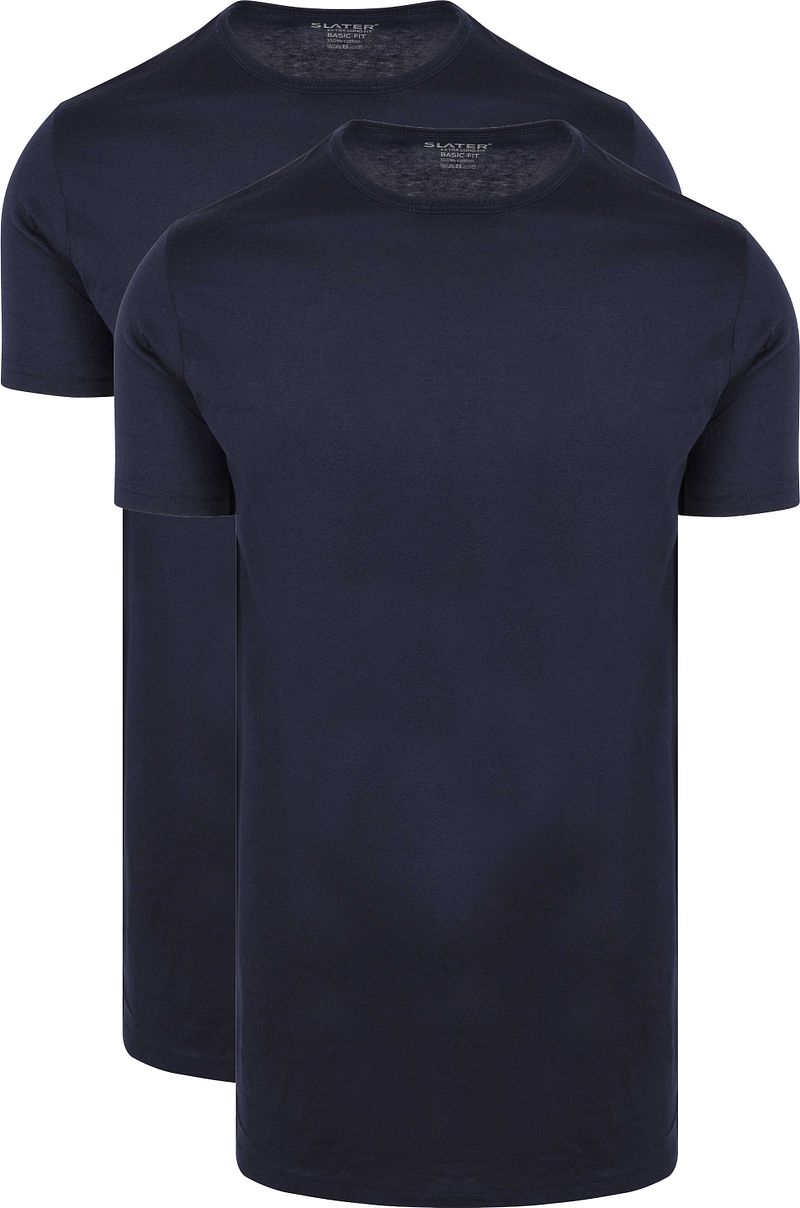 Slater 2-pack T-shirt Basic Extra Lang O-neck Navy