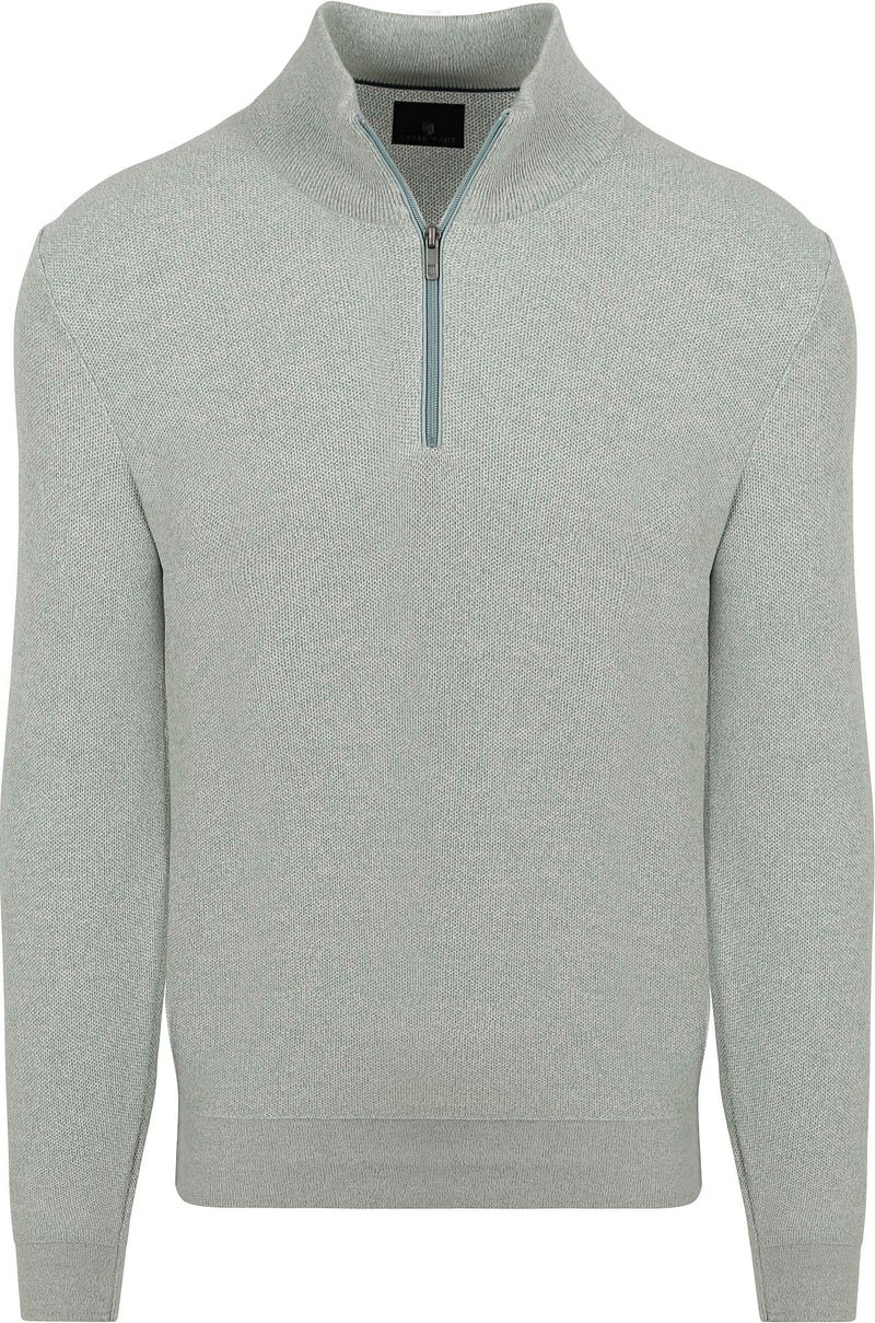State of Art Pullover mit Half-Zip Melange Hellgrün - Größe 3XL günstig online kaufen