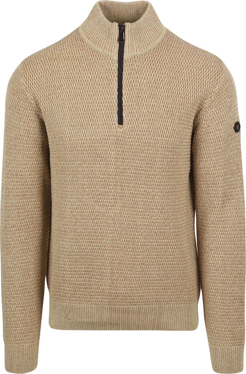 No Excess Halfzip Pullover Struktur Melange Beige - Größe XXL günstig online kaufen