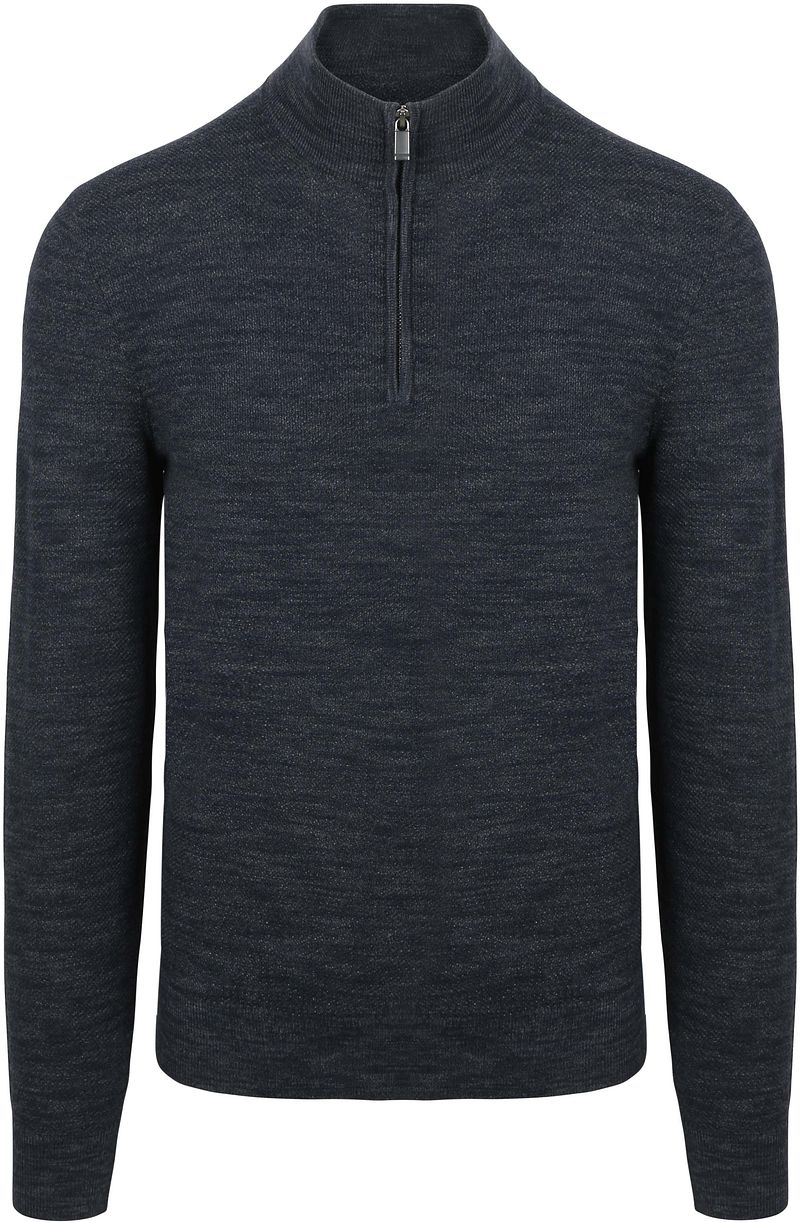 Suitable Pine Knit Half Zip Trui Navy