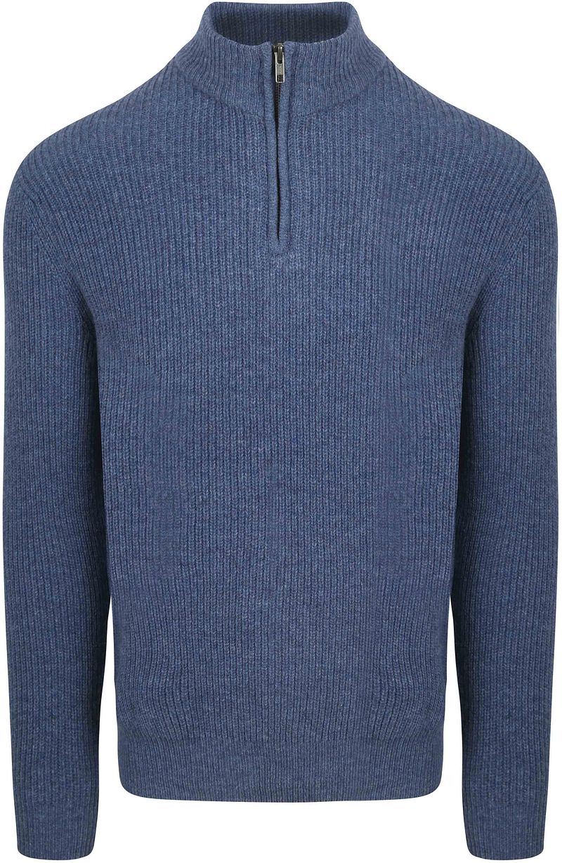 Steppin' Out Half Zip Pullover Lammwolle Mittelblau - Größe XXL