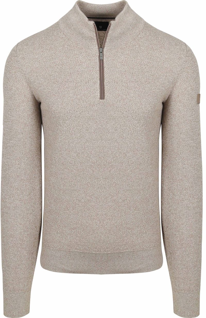 State of Art Half Zip Trui Melange Beige