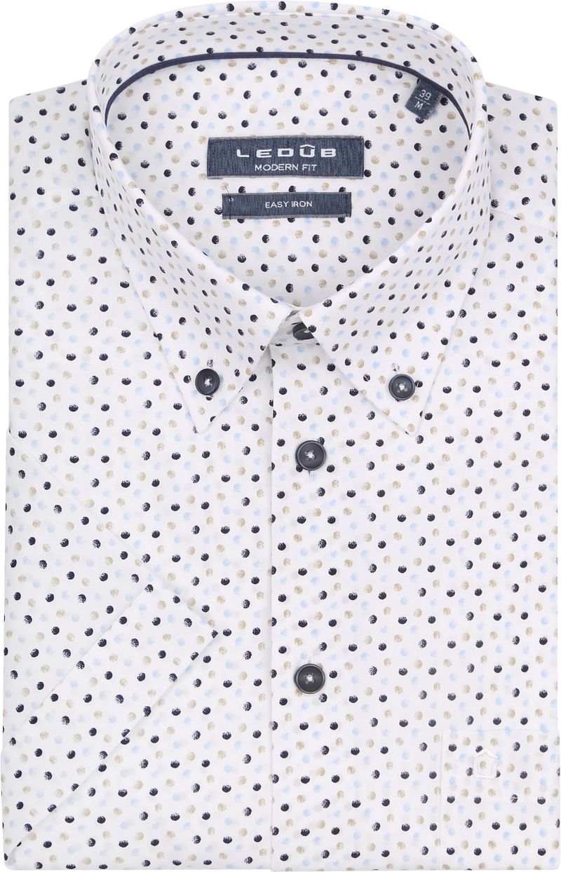 Ledub Short Sleeve Overhemd Stippen Blauw