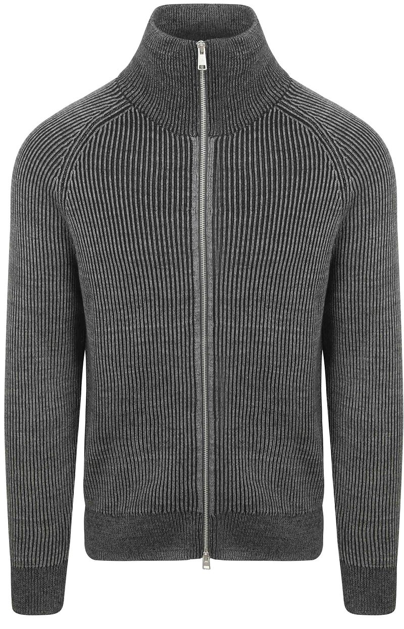 Marc O'Polo Strickjacke Rib Wool Mix Grau - Größe L günstig online kaufen